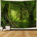 Wandteppich Kunst Dekor Decke Vorhang Picknick Tischdecke hängen zu Hause Schlafzimmer Wohnzimmer Wohnheim Dekoration Polyester modernen grünen Wald Lightinthebox