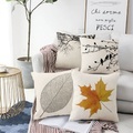 einfache Blätter 4 Stück Kissenbezug, rustikales quadratisches traditionelles klassisches Baumwoll- / Kunstleinen-Heimsofa dekoratives Outdoor-Kissen für Sofa-Couch-Bett-Stuhl Lightinthebox