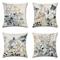 Kissenbezug mit Vintage-Blumenmuster, 4 Stück, weich, dekorativ, quadratisch, Kissenbezug, Kissenbezug für Schlafzimmer, Wohnzimmer, hochwertiges, maschinenwaschbares Innenkissen für Sofa, Couch, Lightinthebox