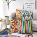 4 Stück Kissenbezug, geometrisches Premium-Boho-Quadrat-traditionelles klassisches Kunstleinenkissen für Sofa-Couch-Bett-Stuhl Lightinthebox