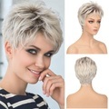 Perücken im Piexie-Schnitt für Damen Kurze Perücke im Pixie-Schnitt für weiße Damen Kurzhaarperücke mit Pony Glattes Haar Synthetikperücke für den täglichen Gebrauch Party Lightinthebox