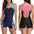 Damen Sport-Bademode Badeanzug Bademode Ringer-Rücken-Kleid Boyleg Badeanzug Surfen Rennsport sportlich Patchwork Bademode Widerstandsfähig gegen Chlor Atmungsaktiv Rasche Trocknung Terylen / Dehnbar Lightinthebox