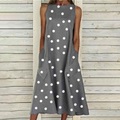 Damen Casual kleid Etuikleid Gepunktetes Kleid Midikleid Schwarz Grau Ärmellos Punkt Tasche Frühling Sommer Rundhalsausschnitt Basic Täglich Urlaub Wochenende 2023 S M L XL XXL 3XL Lightinthebox