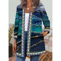 Damen Jacke Freizeitjacke Outdoor Täglich Festtage Frühling Sommer Standard Mantel Regular Fit Atmungsaktiv Strassenmode Casual Jacken Langarm Farbblock Bedruckt Tasche Bedruckt Blau Grau Lightinthebox