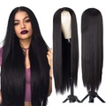 Lighinthebox, natürliches langes glattes Haar schwarze Perücke Frauen glattes Haar Mittelteil Haarprodukte Perücken Mittelteil synthetische lange schwarze volle Perücken geeignet für den täglichen Gebrauch Lightinthebox