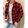 Herren Flanelljacke Flanell Hemden Hemdjacke Plaid / Karomuster Gitter Umlegekragen Weiß Rote Blau Outdoor Strasse Langarm Button-Down Bekleidung Modisch Casual Atmungsaktiv Komfortabel Lightinthebox