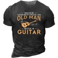 Herren T Shirt Graphic Gitarre Rundhalsausschnitt Schwarz 3D-Druck Strasse Casual Kurzarm Bedruckt Bekleidung Basic Modisch Klassisch Komfortabel / Sommer / Sommer / Sport Lightinthebox