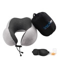 Lighinthebox, Reise-Nackenkissen für Flugzeuge zum Schlafen 100% Memory Foam Reisekissen mit Aufbewahrungstasche Schlafmaske und Ohrstöpsel verhindern, dass der Kopf nach vorne fällt (grau) Lightinthebox