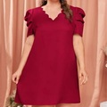 Damen Übergröße Arbeitskleidung Feste Farbe V Ausschnitt Bedruckt Kurzarm Frühling Sommer Elegant Casual Minikleid Formal Arbeit Kleid Lightinthebox