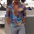 Herren Hemd Grafik-Shirt Grafik-Drucke Umlegekragen Grün Purpur Gelb Regenbogen Print Outdoor Strasse Langarm Button-Down Bekleidung Modisch Designer Casual Atmungsaktiv Lightinthebox
