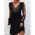 damen casual kleid schwarzes kleid minikleid schwarz langarm bedruckt mesh herbst frühling herbst tiefes v stylish winterkleid date fall dress 2023 s m l xl xxl 3xl Lightinthebox