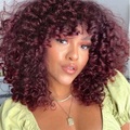 Lady Miranda Rot Kinky Lockenperücke Mittelteil Afro-Locken Mittellang Hitzebeständige Kunsthaar-Lockenperücke für schwarze Frauen Lightinthebox