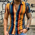 Herren Hemd Knopfhemd Gestreift Umlegekragen Orange Outdoor Strasse Kurzarm Button-Down Bekleidung Modisch Casual Atmungsaktiv Komfortabel Lightinthebox