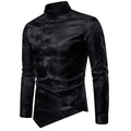 Herren Satinhemd Abschlussball-Shirt Blumen Ständer Wein Schwarz Marineblau Hochzeit Party Langarm Button-Down Bekleidung Modisch Luxus Glänzend Komfortabel Lightinthebox