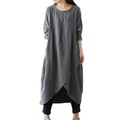 Damen Casual kleid Leinenkleid Etuikleid Midikleid Grün Schwarz Grau Langarm Einfarbig Tasche Winter Herbst Rundhalsausschnitt winterkleider damen Wochenende herbstkleider Lockere Passform 2022 M L Lightinthebox