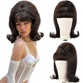 Vintage braune Perücke 50er 60er 70er mit Pony Kunsthaar für Damen Party Lightinthebox