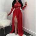 Lighinthebox, damen partykleid paillettenkleid swingkleid langes kleid maxikleid blau rot langarm pure color pailletten winter herbst herbst rundhals party winterkleid 2023 s m l xl Lightinthebox