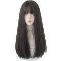 Lighinthebox, lange gerade Perücke mit Pony Haarfarbe schwarze Perücke für Frauen synthetisches natürliches schwarzes Haar Party und Cosplay Premium weiche Perücke Lightinthebox