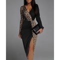 Damen abendkleider Bodycon Etuikleid Midikleid Schwarz-Weiß-Streifen Langarm Schachbrett Zip Winter Herbst V Ausschnitt Modern winterkleider damen Wochenende herbstkleider Schlank 2023 S M L XL XXL Lightinthebox