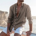 Herren Hemd Umlegekragen Frühling Herbst Langarm Braun Feste Farbe Outdoor Strasse Bekleidung Button-Down Lightinthebox