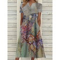 Damen Casual kleid Midikleid Marineblau Grau Kurzarm Tier Tasche Frühling Sommer V Ausschnitt 2022 S M L XL XXL 3XL Lightinthebox