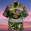 Lighinthebox, Herren Hemd Grafik-Shirt Wurfpfeile Umlegekragen Grün Blau Purpur Dunkelgrün 3D-Druck Strasse Täglich Kurzarm 3D Button-Down Bekleidung Modisch Designer Casual Komfortabel / Strand Lightinthebox