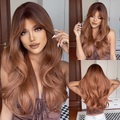 haircube ombre kastanienbraun/braun/schwarz/wein/weiß gewellte perücken coaplay langverlaufende wellenmittelteil synthetische perücken mit pony für damen Lightinthebox