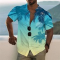Herren Hemd Grafik-Shirt Aloha-Shirt Kokosnussbaum Ständer Blau 3D-Druck Outdoor Casual Kurzarm Button-Down Bedruckt Bekleidung Modisch Designer Casual Komfortabel Lightinthebox