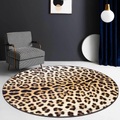 Lighinthebox, Runder Teppich mit Leopardenmuster, Bodendekor, rutschfester, saugfähiger Teppich für Eingangsbereich, Schlafzimmer, Wohnzimmer, Sofa, Heimdeko Lightinthebox