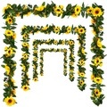 LED 2,4 m künstliche Sonnenblumengirlande aus Seide, Kunstblumen, Efeublätter, Pflanzen, Heimdekoration, Blumenwandkranz, 240 cm/98 Zoll, Kunstblumen für Hochzeitsbogen, Gartenwand, Lightinthebox