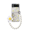 Telefon Hülle Handyhüllen Für Samsung Galaxy Rückseite Z Flip 3 Tragbar mit Handyband Stoßresistent Einfarbig Blume Kunststoff Lightinthebox