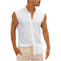 Herren Hemd Knopfhemd Sommerhemd Glatt Ständer Weiß Outdoor Strasse Ärmellos Button-Down Bekleidung Modisch Casual Atmungsaktiv Komfortabel Lightinthebox