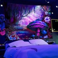 Magic Mushroom Schwarzlicht UV-reaktiver Wandteppich, Kunstdekor, Decke, Vorhang, zum Aufhängen, Zuhause, Schlafzimmer, Wohnzimmer, Dekoration, Polyester Lightinthebox