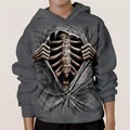 Kinder Jungen Halloween Kapuzenshirt Langarm 3D-Druck Totenkopf Motiv Tasche Grau Kinder Oberteile Herbst Winter Aktiv Modisch Sport Täglich Innen Outdoor Halloween Regular Fit 3-13 Jahre Lightinthebox