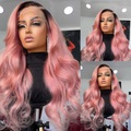 Remy Menschenhaar 13x4 Spitzenfront Perücke Freier Teil Brasilianisches Haar Wellen Rosa Perücke 130% 150% Haardichte mit Babyhaar 100% Jungfrau Vorgerupft Für Damen Perücken für schwarze Frauen Lang Lightinthebox