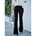 damen mode chinos schlaghose weites bein lang hose lässig lässig wochenende mikro-elastisch uni komfort dunkelblau 2xl Lightinthebox