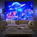 Schwarzlicht-UV-reaktiver Wandteppich, Astronaut, Kunstdekor, Decke, Vorhang, zum Aufhängen, Zuhause, Schlafzimmer, Dekoration, Polyester Lightinthebox
