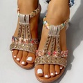 Damen Sandalen Boho Party Strand Sommer Funkelnder Glitzer Casual Süß PU Leder Gummiband Silber Gold Lightinthebox