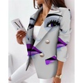 Damen Blazer Freizeitjacke Atmungsaktiv B¨¹ro Arbeit Tragen Sie, um zu arbeiten Freizeitskleidung Mit Taschen Bedruckt Doppelreihiger Verschluss Umlegekragen OL-Stil Formell Modern Büro / Geschäftlich Lightinthebox