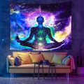 Schwarzlicht-UV-reaktiver Wandteppich, Chakra, böhmische Landschaft, hängender Mondphasen-Dekorationsstoff Lightinthebox
