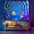 psychedelischer Schwarzlicht-UV-reaktiver Wandteppich, Kunstdekor, Decke, Vorhang, zum Aufhängen, Zuhause, Schlafzimmer, Dekoration, Polyester Lightinthebox