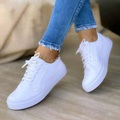 Lighinthebox, Damen Turnschuhe Übergrössen Weiße Schuhe Outdoor Täglich Sommer Schnürsenkel Flacher Absatz Runde Zehe Sport Casual Wanderschuhe Leinwand Schnürsenkel Feste Farbe Einfarbig Dunkelbraun Schwarz Weiß Lightinthebox