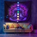schwarzlicht uv reaktiver wandteppich sieben sterne böhmischer leuchtender hintergrund stoff schlafsaal dekoration hängender stoff Lightinthebox