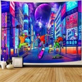 Fröhlicher Schwarzlicht-UV-reaktiver Wandteppich, Kunstdekor, Decke, Vorhang, zum Aufhängen, Zuhause, Schlafzimmer, Wohnzimmer, Dekoration, Polyester Lightinthebox