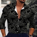 Herren Hemd Grafik-Shirt Blumen Umlegekragen Schwarz 3D-Druck Outdoor Strasse Langarm Button-Down Bedruckt Bekleidung Modisch Designer Casual Atmungsaktiv Lightinthebox