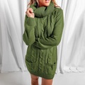 damen pullover kleid winterkleid etuikleid schwarz armeegrün khaki rot hellblau grau langarm pure color tasche strick winter herbst rollkragen lässig 2022 s m l xl xxl 3xl Lightinthebox