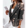 Damen Blazer Atmungsaktiv B¨¹ro Arbeit Mit Taschen Doppelreihiger Verschluss Umlegekragen Formell Farbverläufe Regular Fit Oberbekleidung Langarm Winter Herbst Grau S M L XL XXL 3XL Lightinthebox