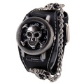 Lighinthebox, Punk-Totenkopf-Uhr für Männer, Frauen, schwarz, breites Lederarmband, Clamshell-Armbanduhr im coolen Stil, Geschenk Lightinthebox