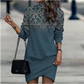 Lighinthebox, Damen Sweatshirt-Kleid Etuikleid Blau Schwarz Langarm Blumen Bedruckt Winter Herbst Ständer herbstkleider 2022 S M L XL Lightinthebox