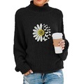 Damen Pullover Strickwaren Grobstricken Stricken Bestickt Strick Blumen Ständer Stilvoll Casual Outdoor Täglich Winter Herbst Khaki Beige Schwarz S / Langarm / Schmetterling / Buchstabe / Regular Fit Lightinthebox